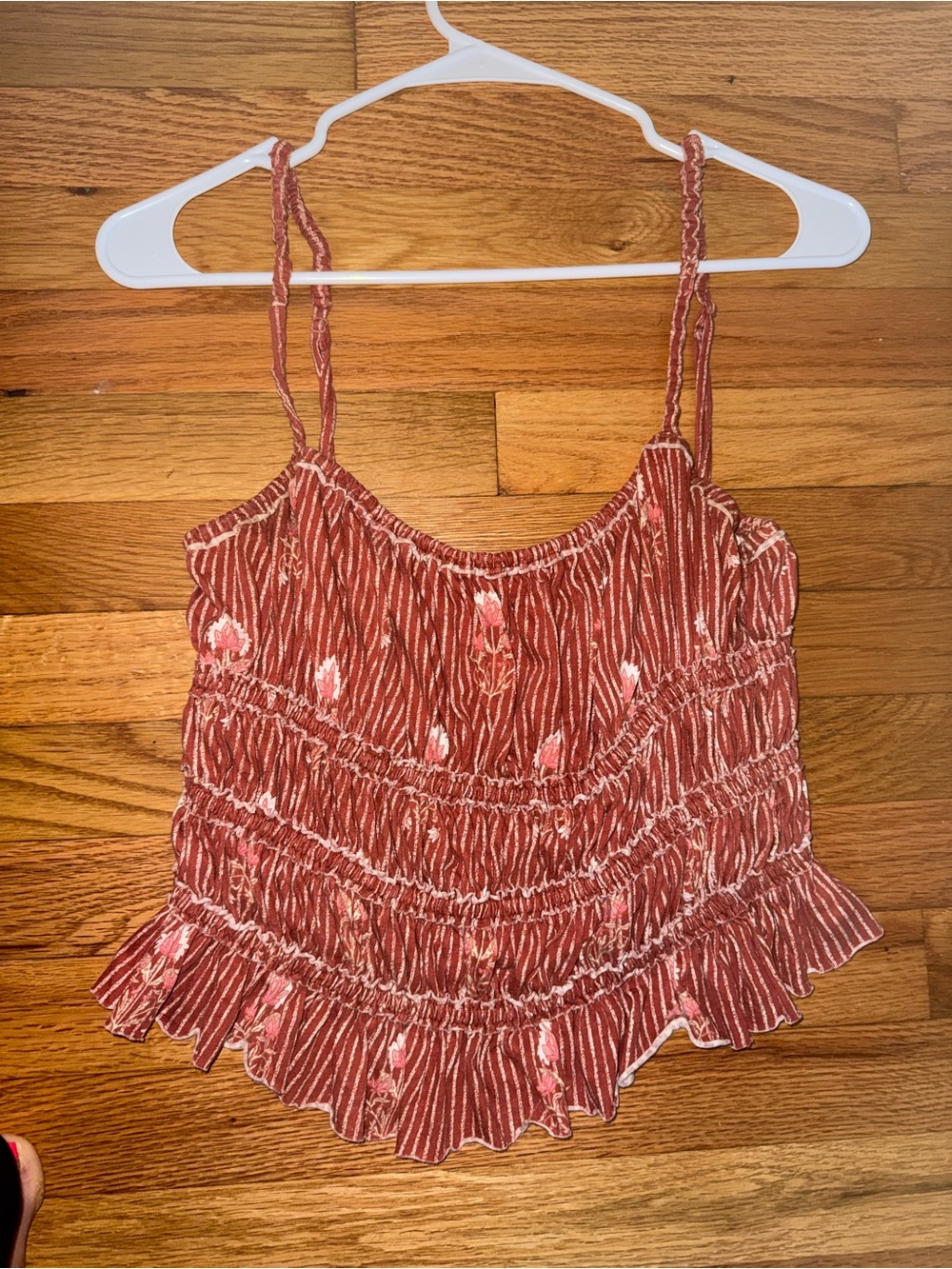 Smocked Strappy Cami in Rust Floral